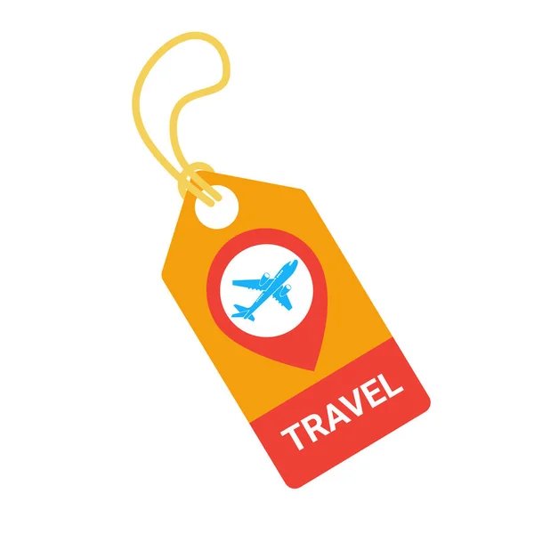 Travel Tag With Plane Template Isolated On White Background — Stock Vector