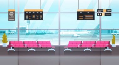 Havaalanı iç bekleme salonu kalkış Lounge Modern Terminal kavramı