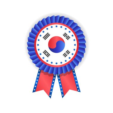 Kore bayrağı ile süslenmiş beyaz arka plan üzerinde izole Güney Kore oyunları madalya şablonu