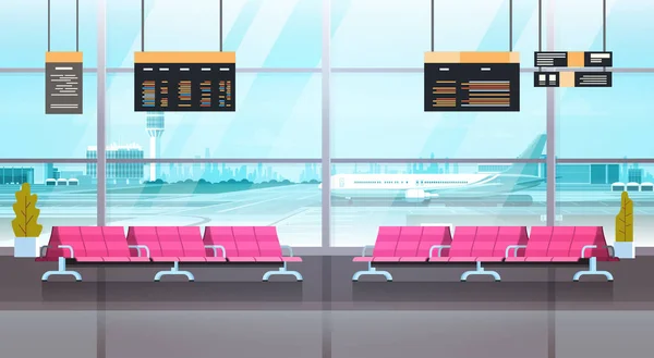 Aeroporto Interior Sala de espera Saída Lounge Conceito Terminal Moderno — Vetor de Stock