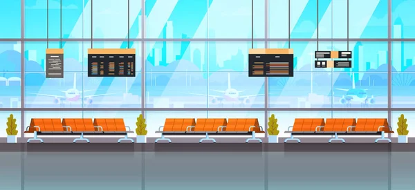 Hall oczekiwania lub nowoczesny salon Lotnisko Terminal wnętrza — Wektor stockowy