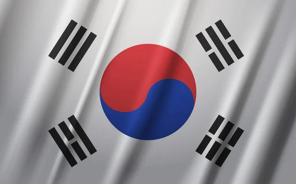 Rüzgar arka plan üzerinde sallayarak Güney Kore bayrağı — Stok Vektör