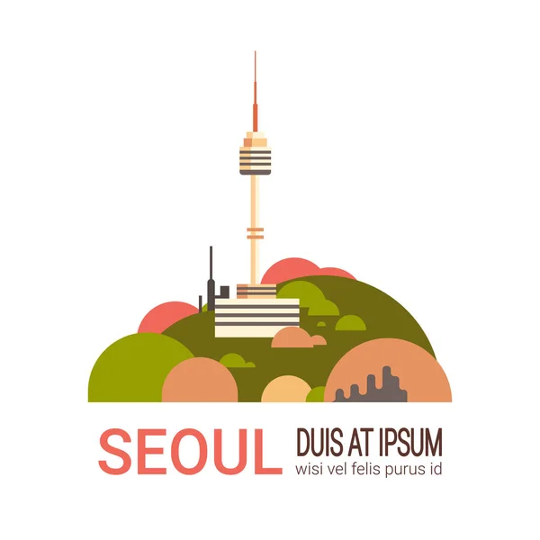 Seoul башта міський пейзаж Південна Корея місто подання з знамениті визначні пам'ятки сучасний міський пейзаж банер з копією простір — стоковий вектор
