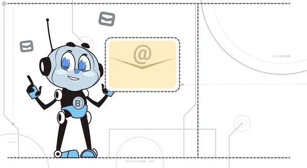 Робот Chatbot держит новое сообщение уведомления Знак поддержки технологии болтовня Виртуальная помощь концепция — стоковый вектор
