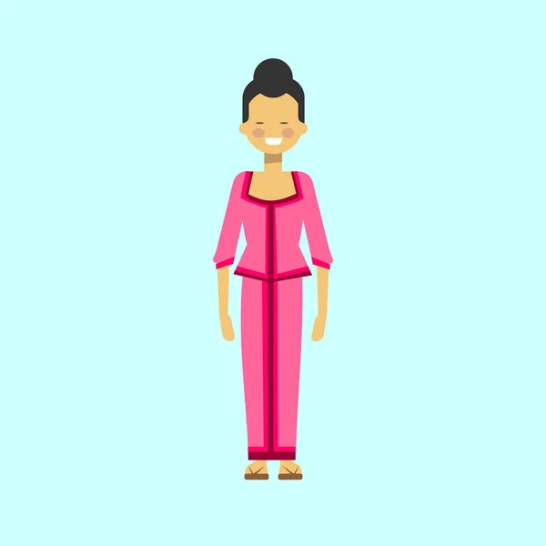 Ασιατικές γυναίκα με παραδοσιακή ενδυμασία Βιετναμέζικα γυναικεία φορεσιά — Διανυσματικό Αρχείο