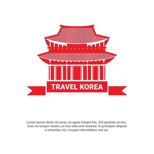 Travel To Korea Landmark South Korean Palace Icon Seoul Symbol — Stock Vector