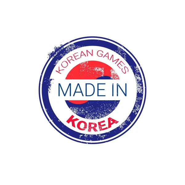 Kore damga Grunge etiket ile Kore bayrağı izole kalıp beyaz zemin üzerine yapılan — Stok Vektör