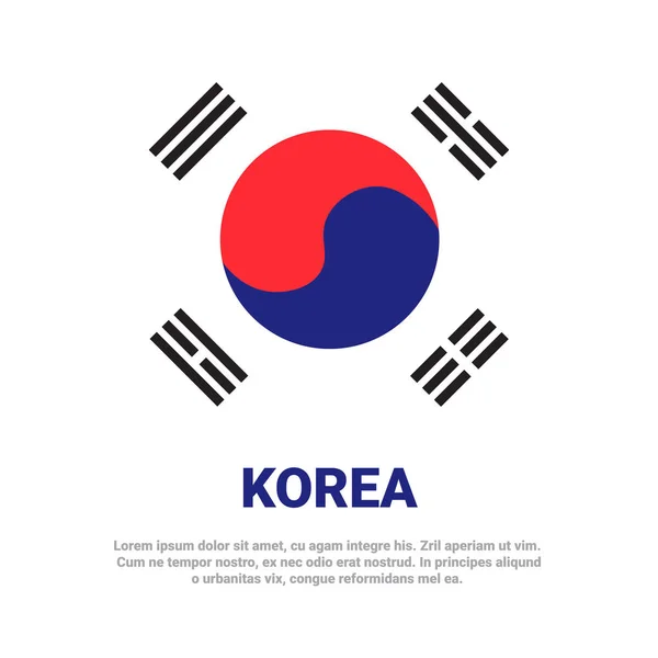 Güney Kore bayrağı beyaz arka plan kopya alanı ile — Stok Vektör