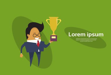 İş adamı lider tutun Altın Kupa başarılı Asya işadamı zafer kavramı