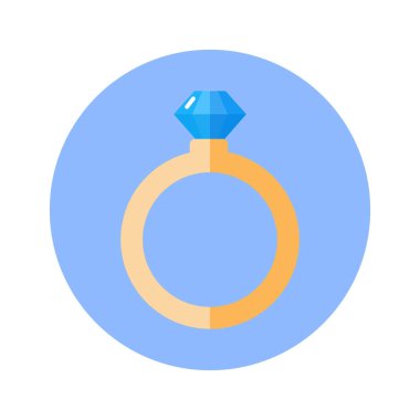 İzole mavi yuvarlak zemin üzerine elmas simgeli halka