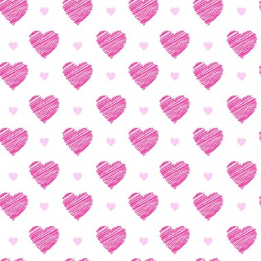 Beyaz arka plan üzerinde pembe Sevgililer yürekleri seamless modeli