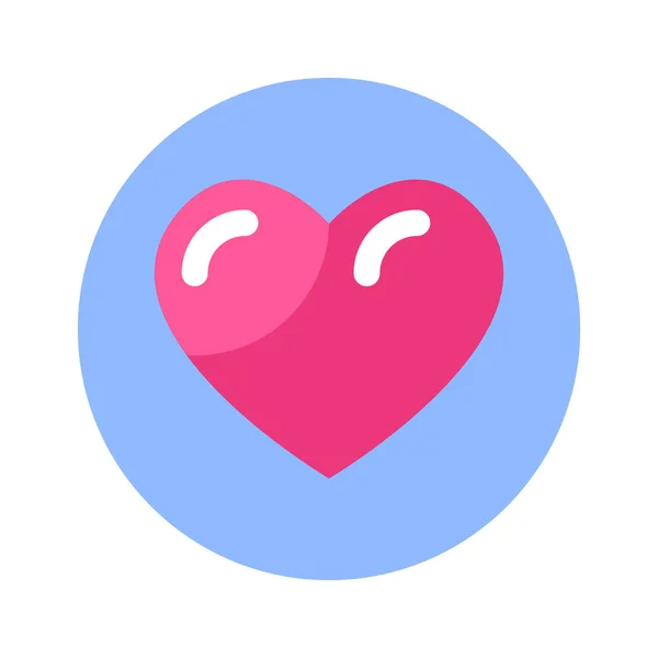 Icône de coeur forme rose sur fond rond bleu isolé — Image vectorielle