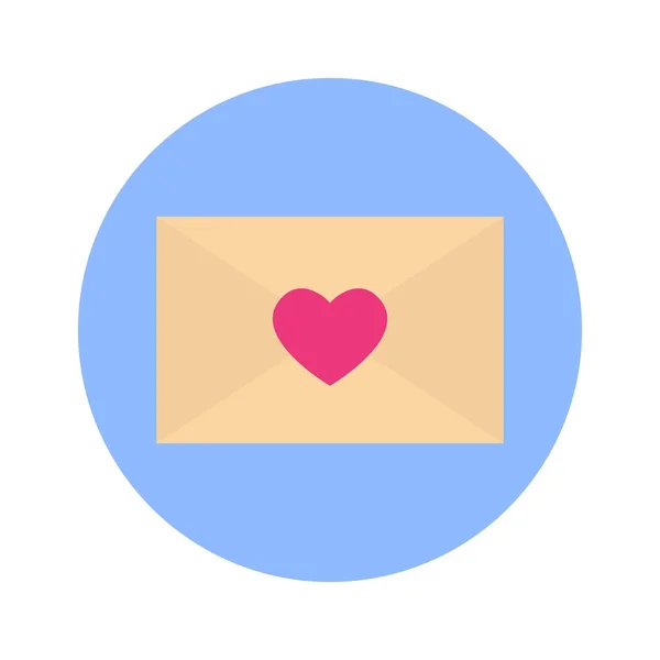 Icono de forma de corazón sobre fondo redondo azul aislado — Vector de stock