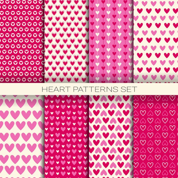 Heart Patterns Set Seamless Backgrounds for Valentine Day — стоковый вектор