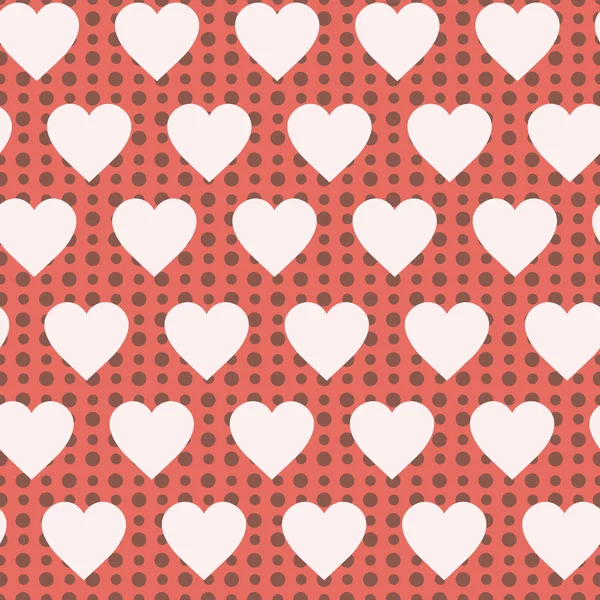 Retro nahtlose Muster Pastell Herzen und Punkte romantischen Hintergrund — Stockvektor