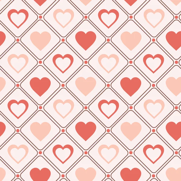 Patrón retro Seamless Pastel Hearts fondo romántico para el día de San Valentín — Archivo Imágenes Vectoriales