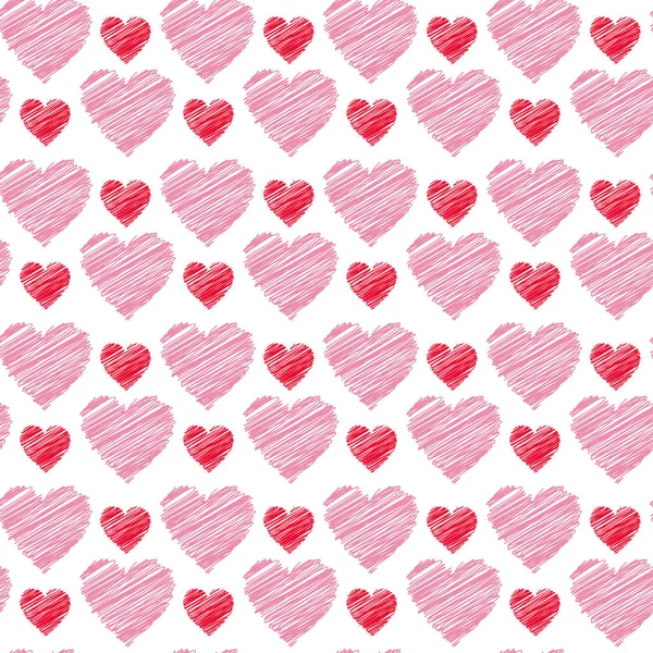 День святого Валентина Фон Ручной рисунок бесшовный шаблон с сердцами — стоковый вектор