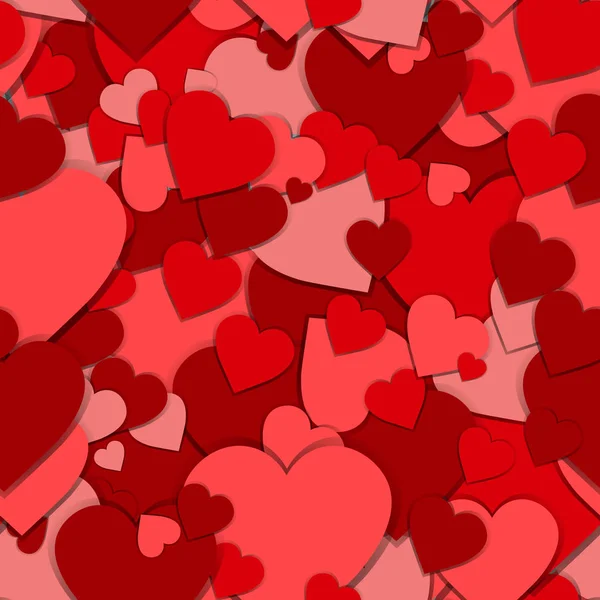 Padrão sem costura Red Paper Hearts Valentine Day fundo — Vetor de Stock