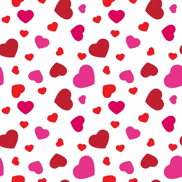 Cuore rosso e rosa Modello senza cuciture Carino San Valentino Holiday Design di sfondo — Vettoriale Stock