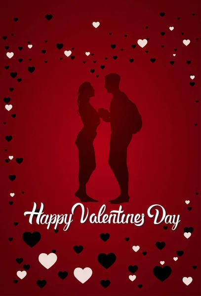 Para sylwetka szczęśliwy Valentine Day Greeting Card tło — Wektor stockowy