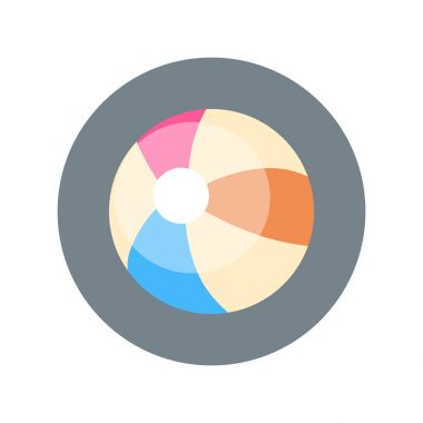 Plaj topu renkli simge yaz tatili deniz gezisi kavramı