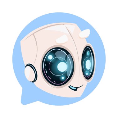 Sohbet Bot konuşmada sevimli simge kavram sohbet etmek veya Chatterbot teknoloji kabarcık
