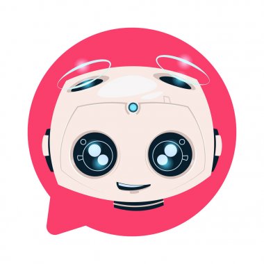 Sohbet etmek sohbet balonu simgesinin şirin Robot izole Chatterbot teknoloji kavramı