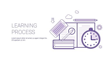 Öğrenme süreci eğitim kavramı afiş kopya alanı ince çizgi ile