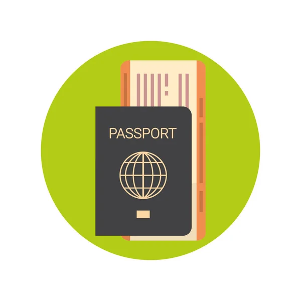 Passaporte e Bilhete no Avião Ícone de Embarque Documentos Travel Concept — Vetor de Stock