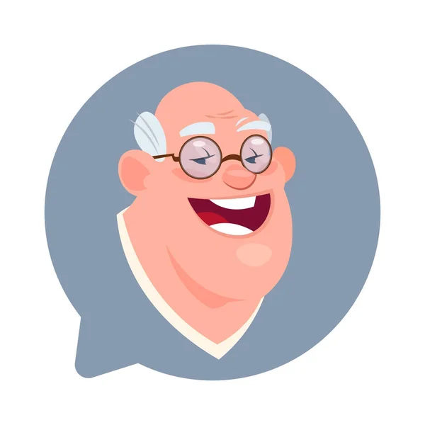 Профіль Ікона старший чоловік голова в чаті Бульбашка Ізольовані, чоловік Аватар Портрет персонажа мультфільму — стоковий вектор