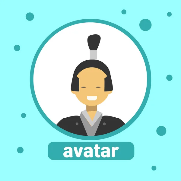 Икона азиатского человека Аватара Корейский мужчина в традиционном костюме — стоковый вектор