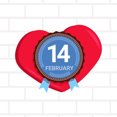 14 Şubat Sevgililer günün kutlu olsun kavramı Logo beyaz tuğla arka plan üzerinde izole