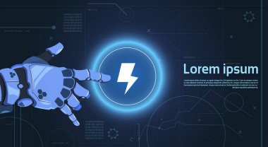 Robot el dokunmatik Web düğme yıldırım dijital ekran afiş kopya alanı ile