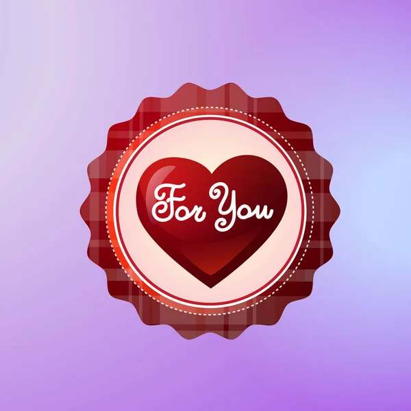Para usted icono decorado con forma de corazón aislado sobre fondo violeta San Valentín concepto del día — Vector de stock