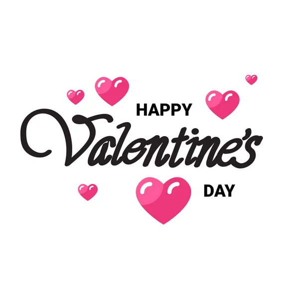 Šťastný Valentines den blahopřání s ručně psaný typ písma na bílém pozadí — Stockový vektor