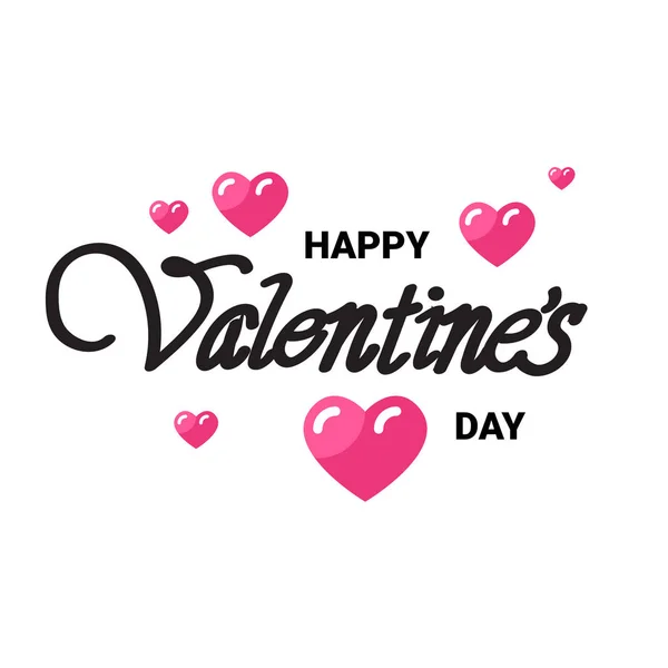 Tarjeta de felicitación del día de San Valentín feliz con letras manuscritas sobre fondo blanco — Vector de stock