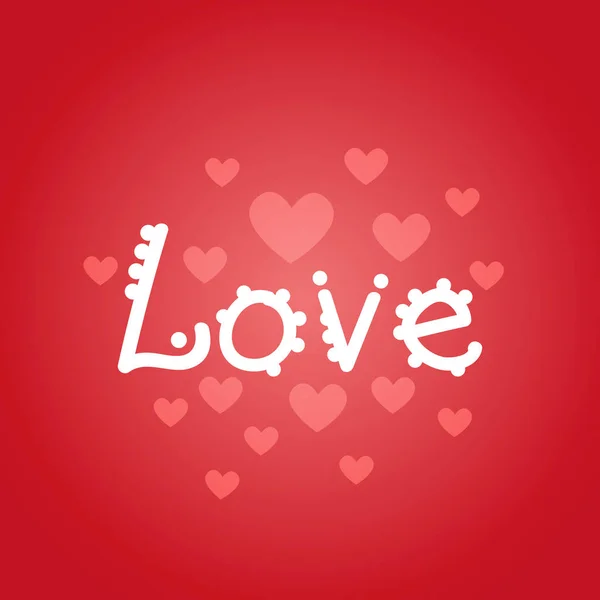 Sevgililer günü tebrik kartı tasarım dekorasyon yazı aşk kırmızı arka plan — Stok Vektör