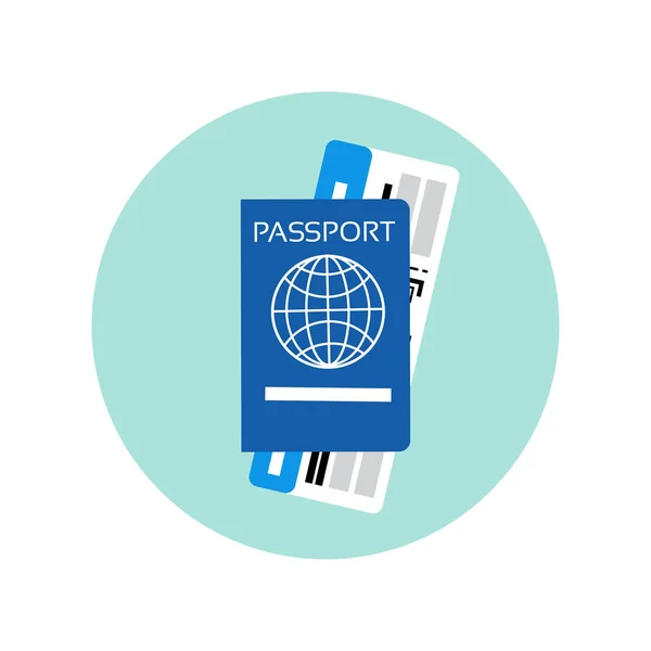 Passeport et billet sur avion Icône Document de voyage Concept — Image vectorielle