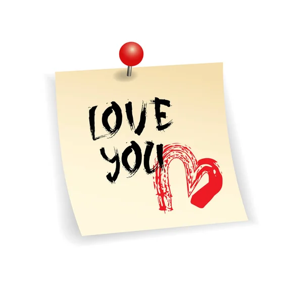 Love You Sticker for Happy Valentines Day Letters with a Drawn and Heart Shape Isolated on White Foundation — стоковый вектор