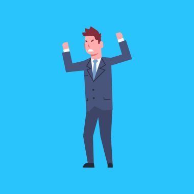 Eller Office işçisi karakter işadamı izole iş adam neşeli tutun kaldırdı