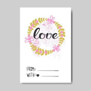 Şirin Sevgililer günü tebrik kartı Doodle tasarım elle çizilmiş aşk Kartpostalı