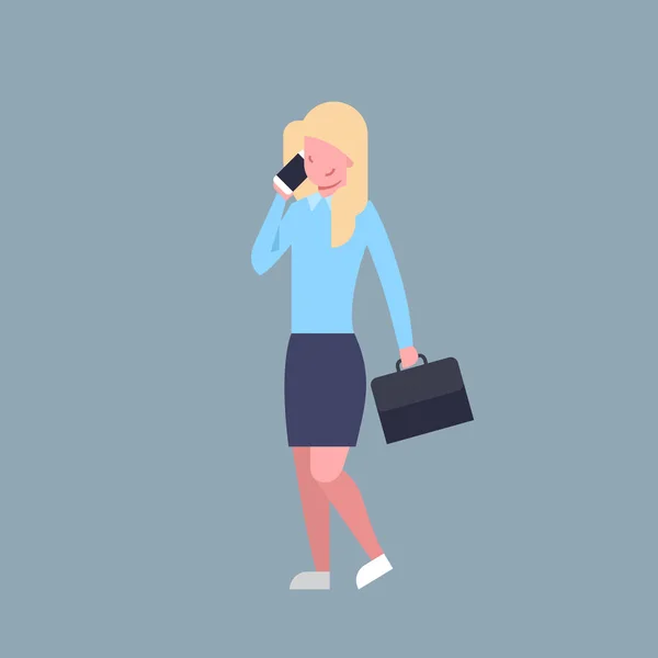 Femme d'affaires parlant sur téléphone intelligent cellulaire Femme employée de bureau Femme d'affaires Entreprise isolée — Image vectorielle