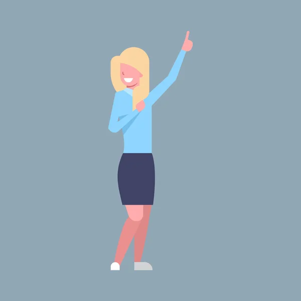 Femme d'affaires Point Finger Up Femme de bureau Personnage Femme d'affaires Entreprise Isolé — Image vectorielle