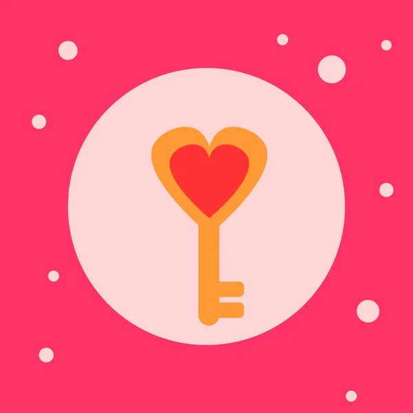 Ícone chave em forma de coração no fundo rosa — Vetor de Stock