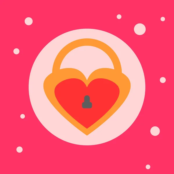 Lock Heart Shaped Icon On Pink Background — Stock Vector