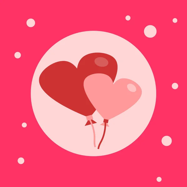 Ícone de balões de ar em forma de coração no fundo rosa — Vetor de Stock