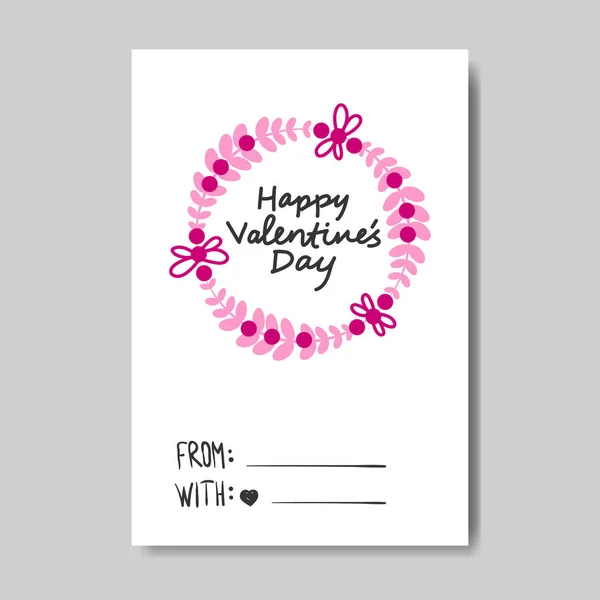 Glücklich Valentinstag Grußkarte Design Doodle Stil handgezeichnete Liebe Postkarte — Stockvektor