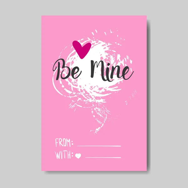 Bonita tarjeta de felicitación de San Valentín diseño grunge dibujado a mano amor postal — Vector de stock