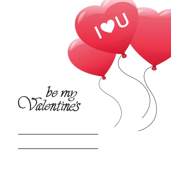 Sea mi tarjeta de vacaciones de amor de invitación de San Valentín sobre fondo blanco con espacio de copia — Vector de stock