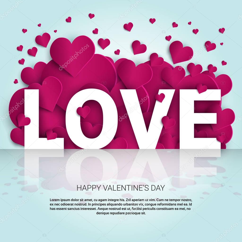 Love Background With Pink Heart Shapes Template Banner With Copy Space